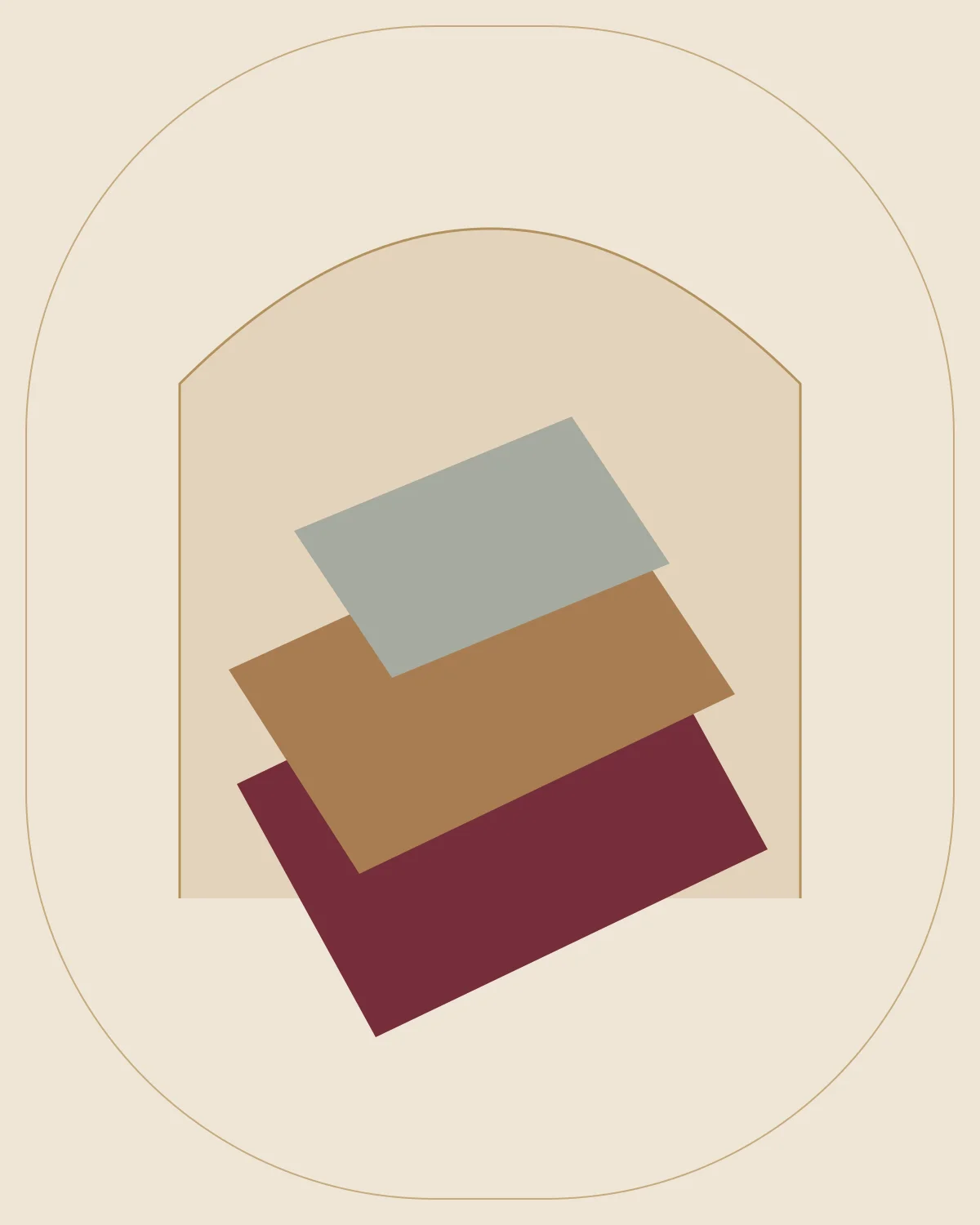 Illustrated placeholder of folded sarees in a warm boutique arch