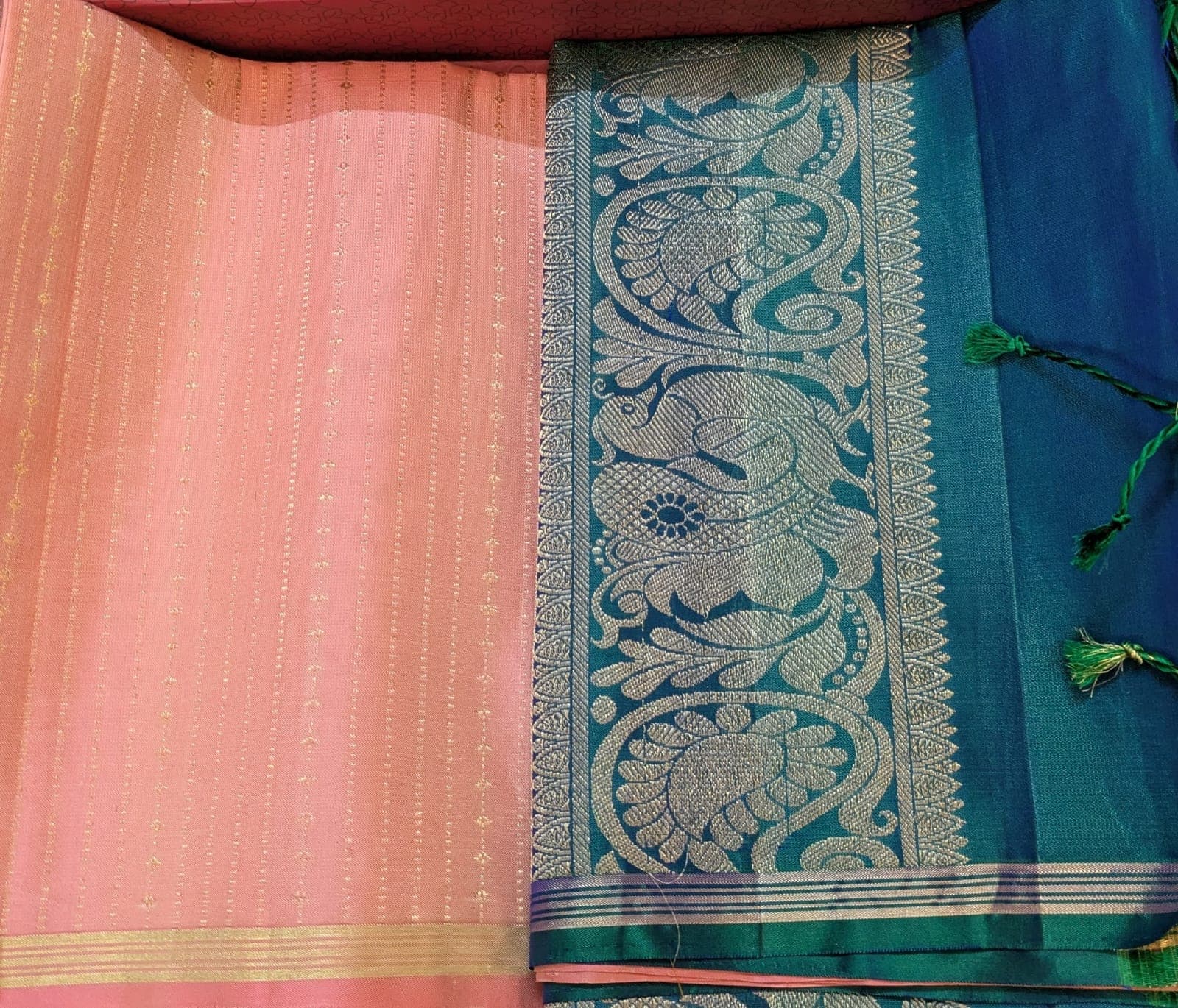 Padma Teal Grand Kanchi Silk