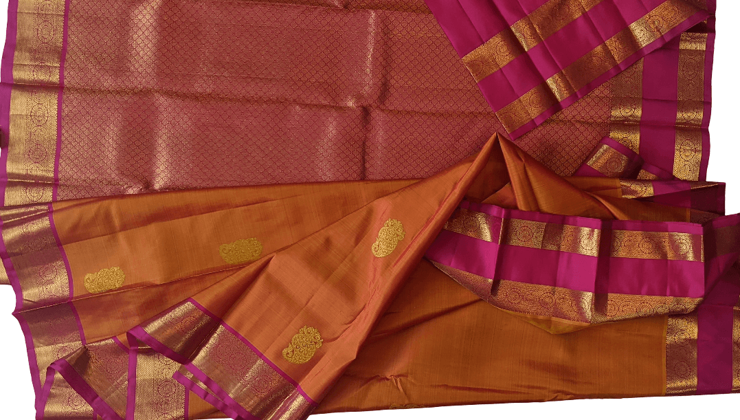 golden mustard pure kanchi silk saree
