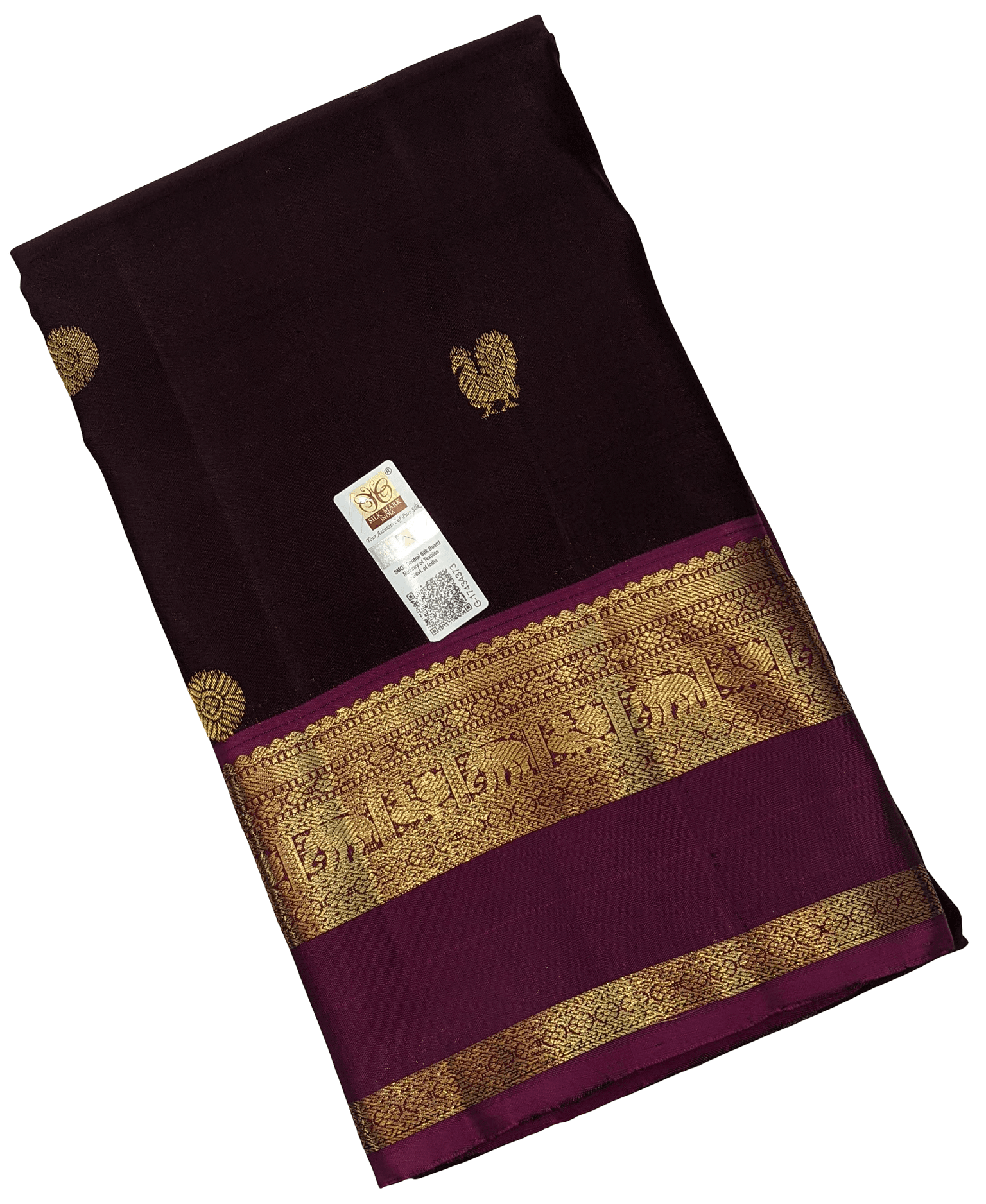 dark wine/brown kanchi silk saree
