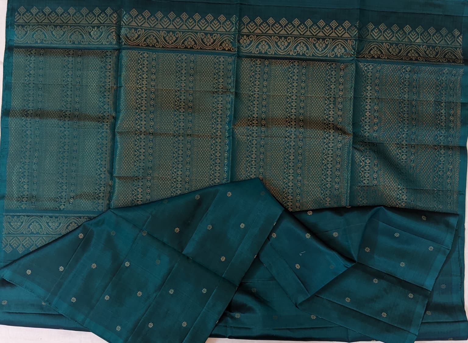 Rama green pure knchi soft silk saree