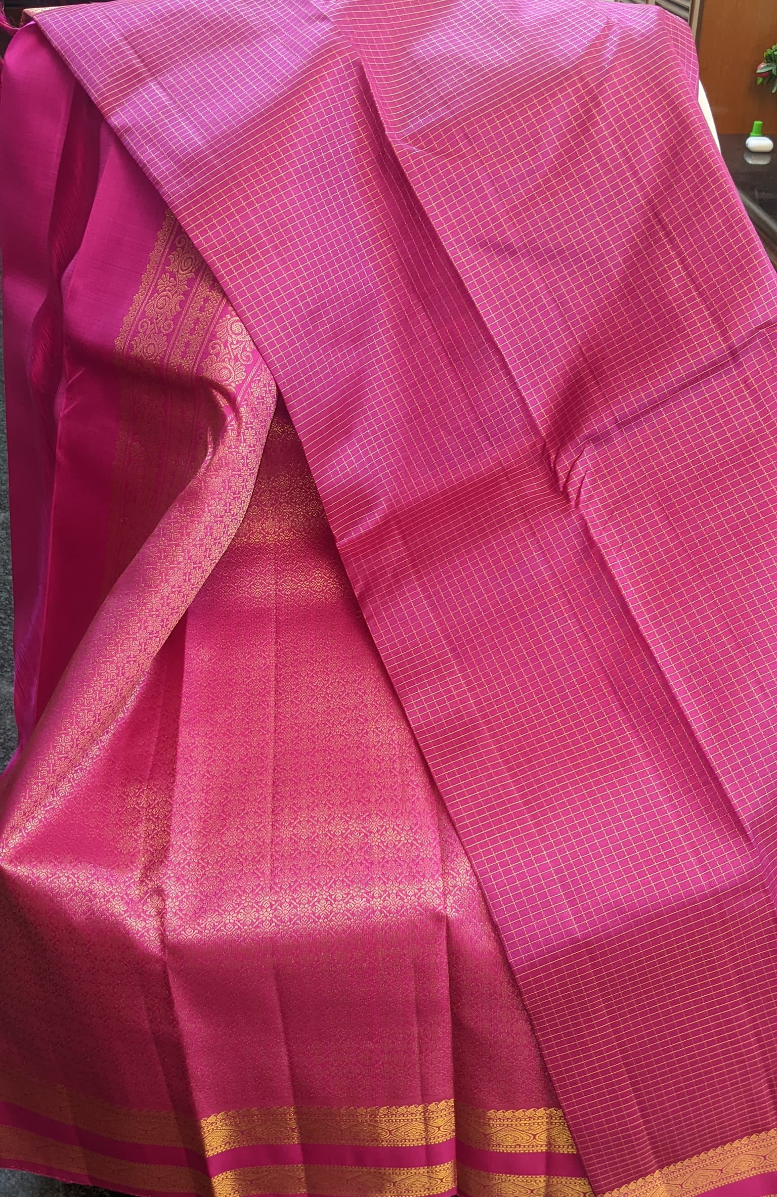 majenta pure kanchi silk saree