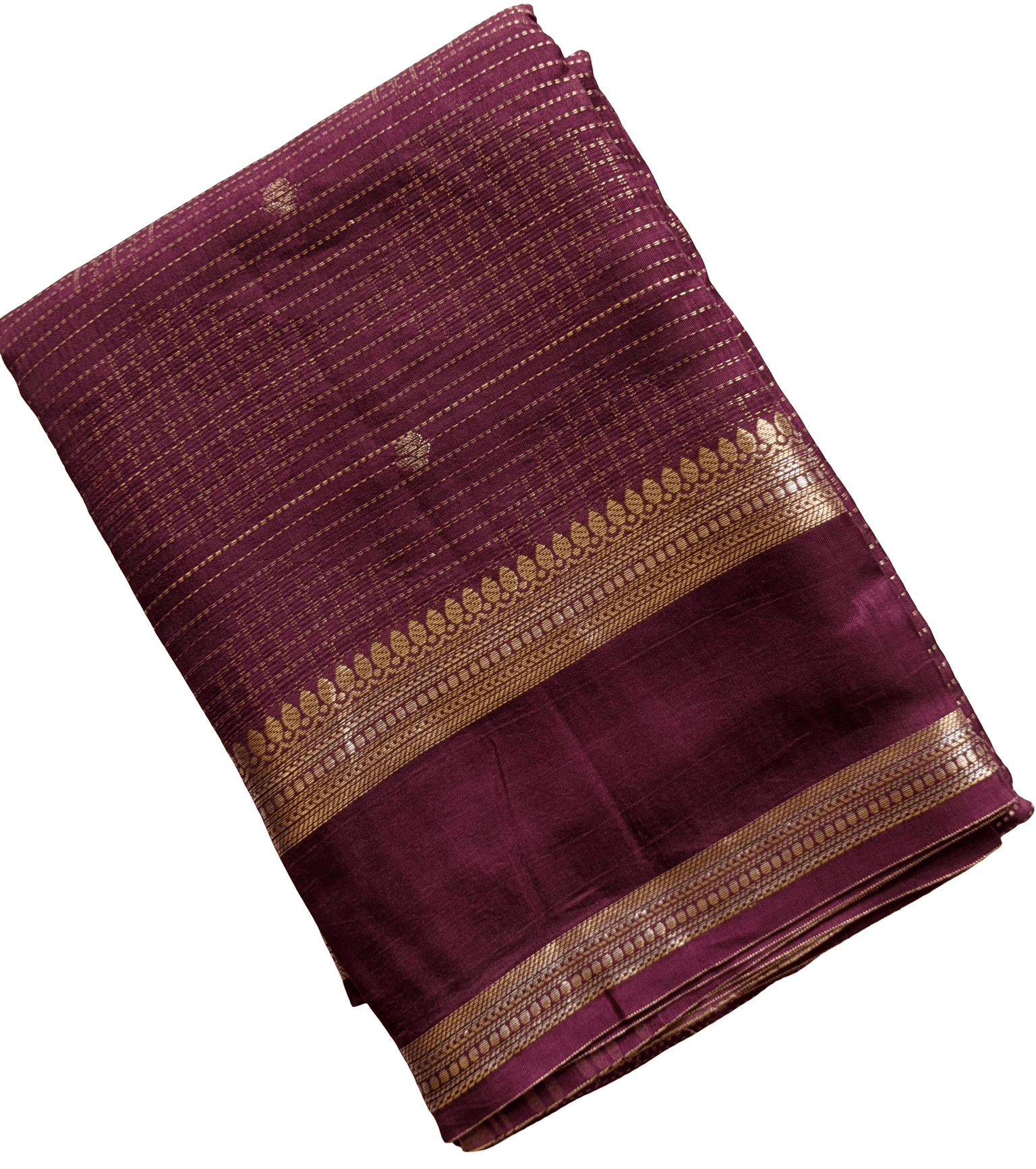 Wine Colour Fancy Silk Saree with Golden Border and Blouse